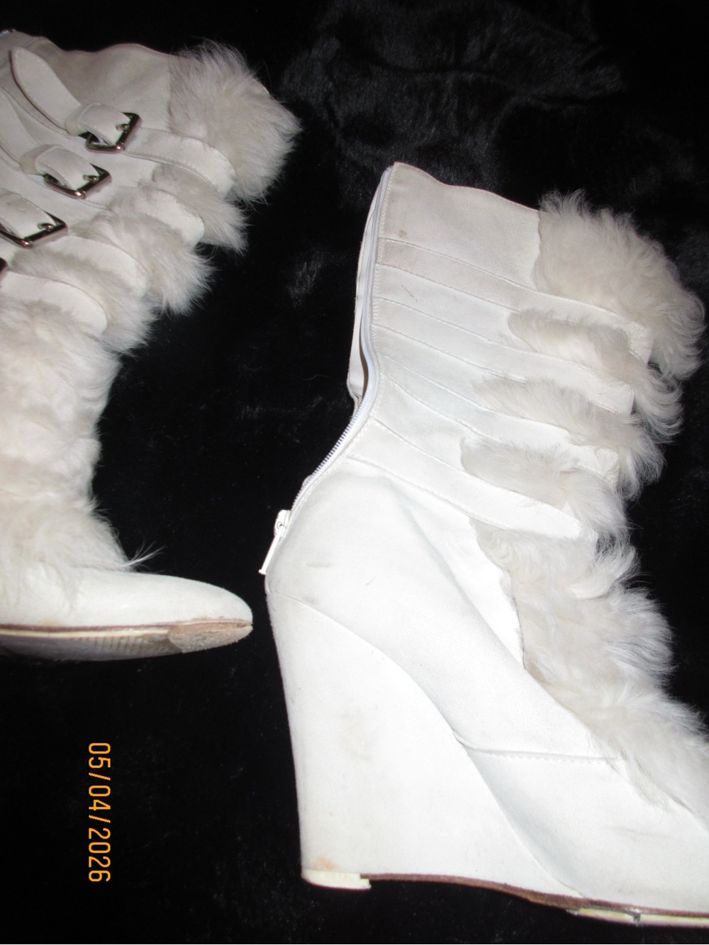 Helmut Lang White Rabbit Fur Boots US8